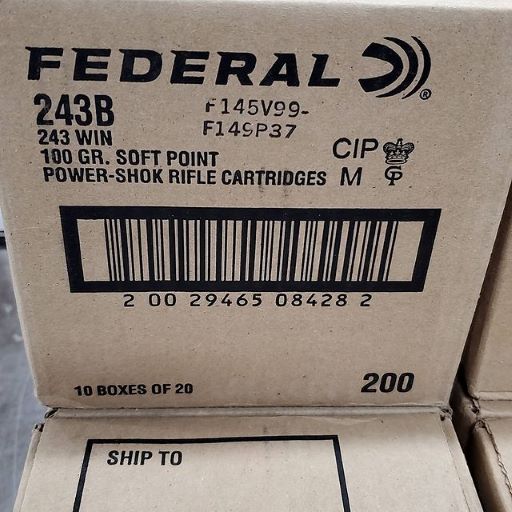 Back in stock, Federal 243 Win, 100 gr, soft point